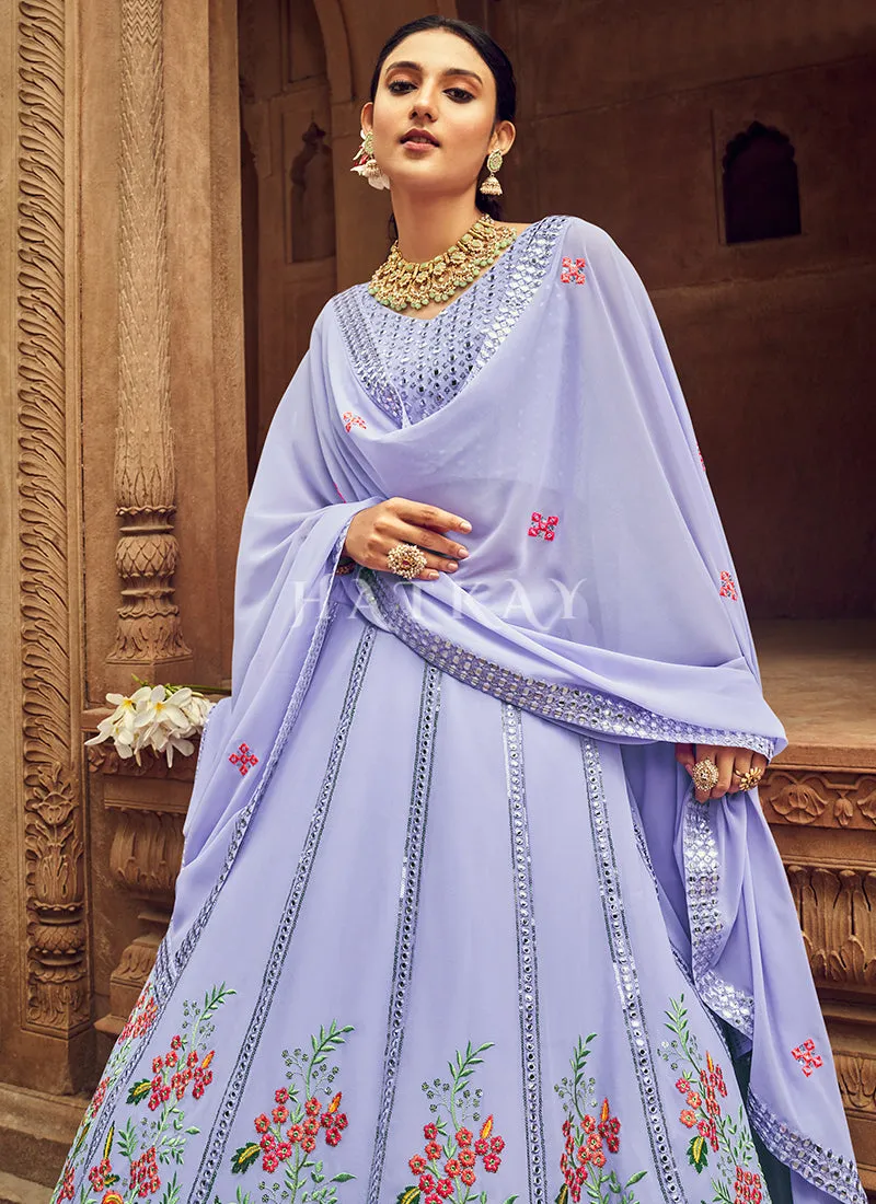 Lavender Floral Embroidered Traditional Lehenga Choli