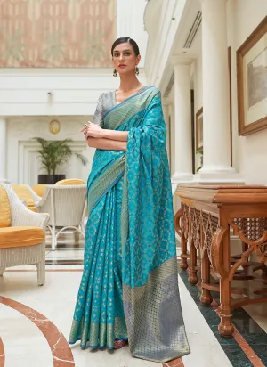 Light Blue Patola Silk Saree