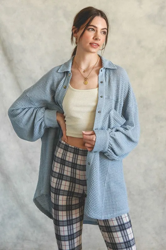 Listicle Soft Thermal Knit Shacket Top