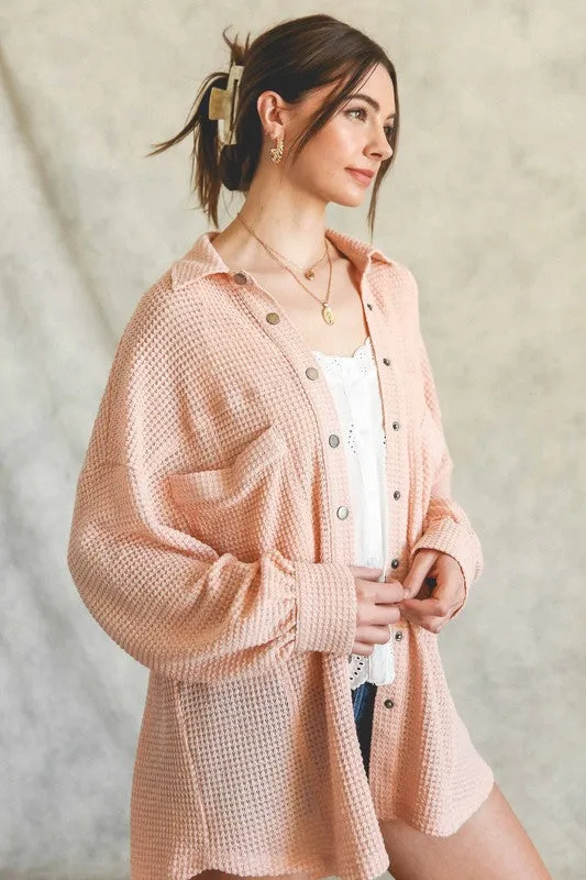 Listicle Soft Thermal Knit Shacket Top