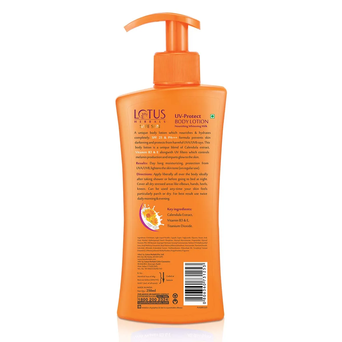 Lotus Herbals Safe Sun UV-Protect Body Lotion For Dry Skin, 250 ml