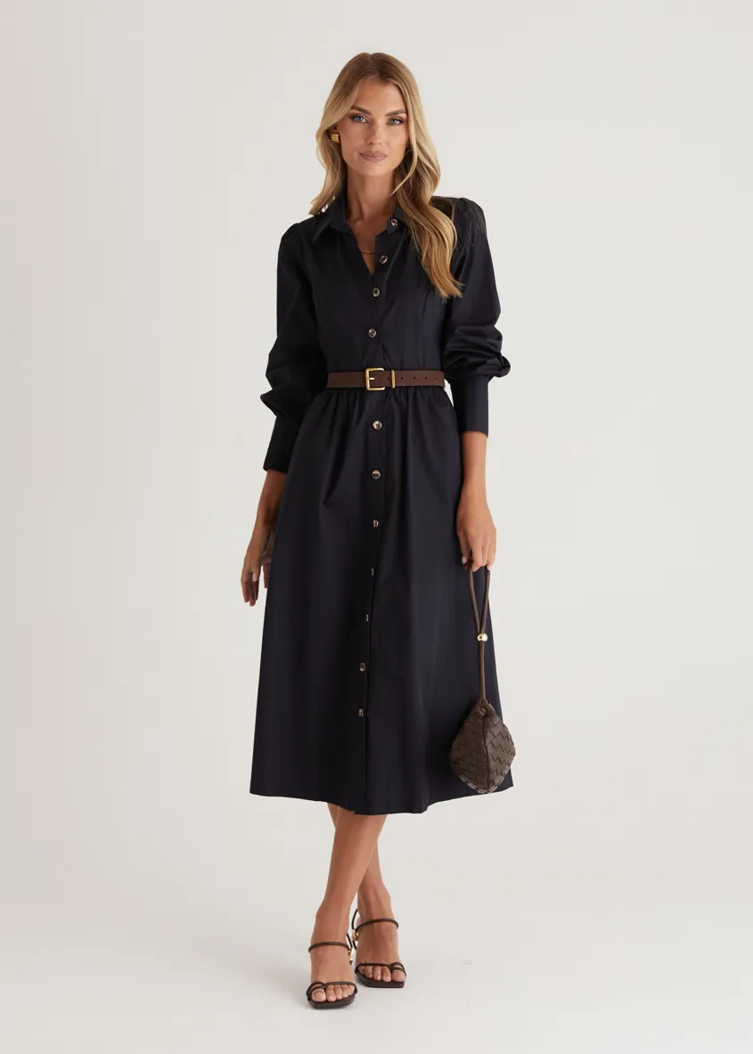 Louisa Midi Dress - Navy