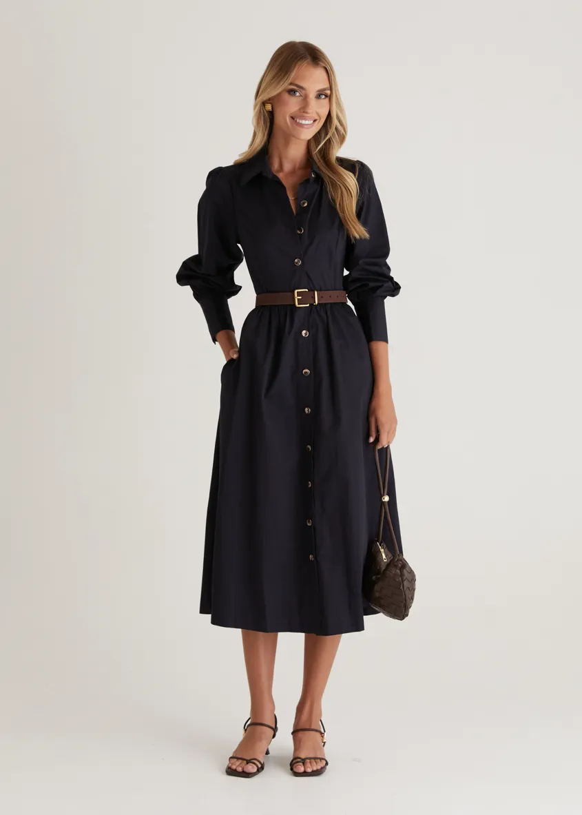 Louisa Midi Dress - Navy