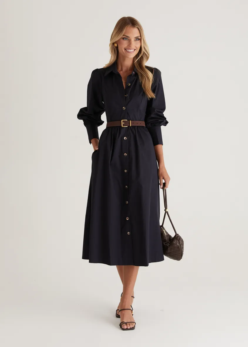Louisa Midi Dress - Navy