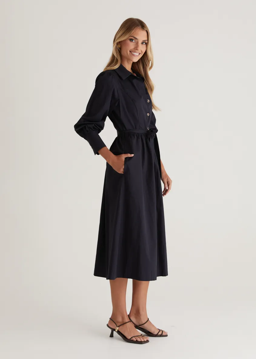 Louisa Midi Dress - Navy