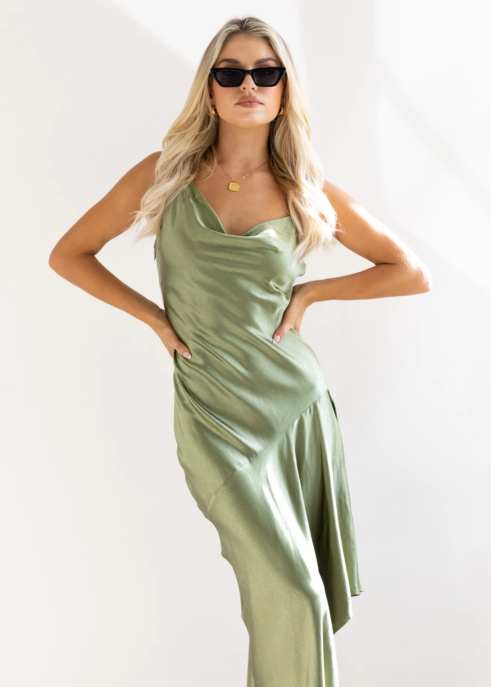 Madeira Midi Dress - Olive