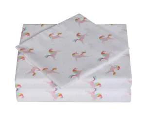 Mainstays Kids Printed Easy Wash Soft-Microfiber Sheet Set, Wrinkle Resistant, Super Soft, Double, Unicorn
