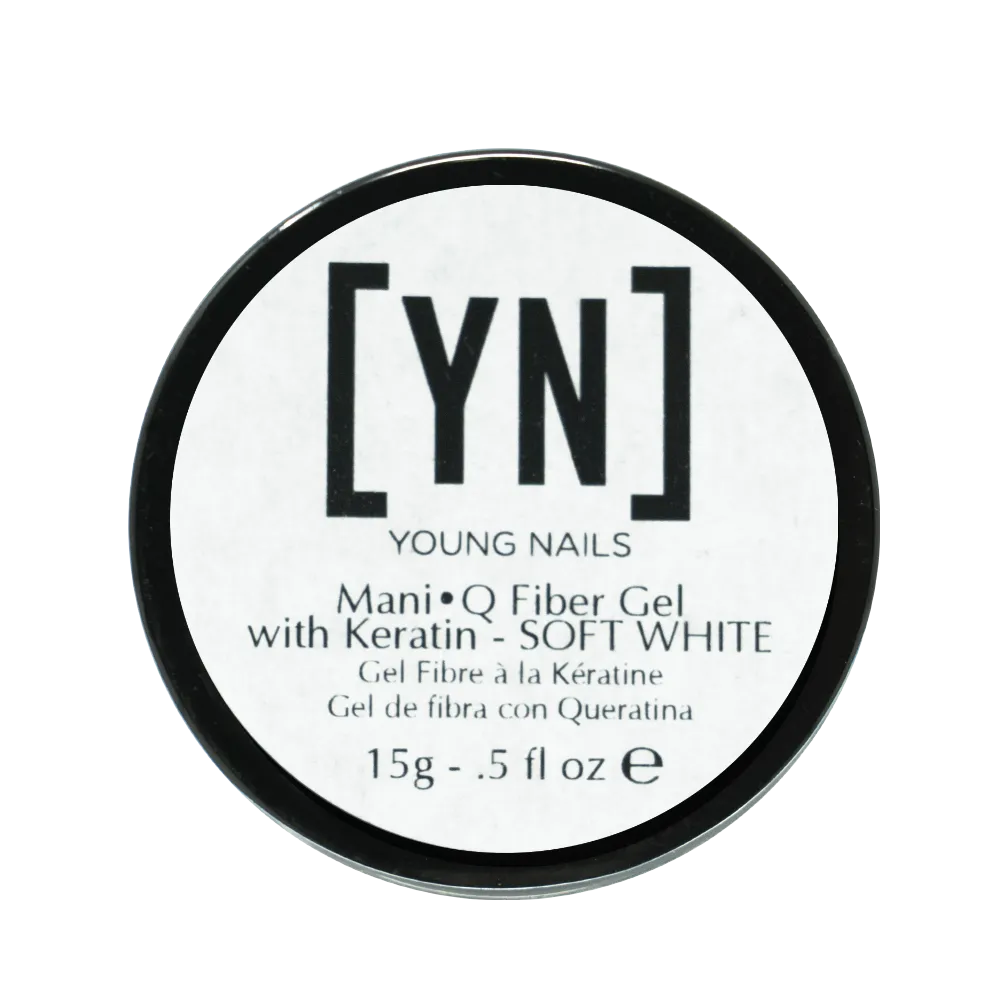 Mani•Q Fiber Gel with Keratin, Soft White, A Soft White, 15g Jar