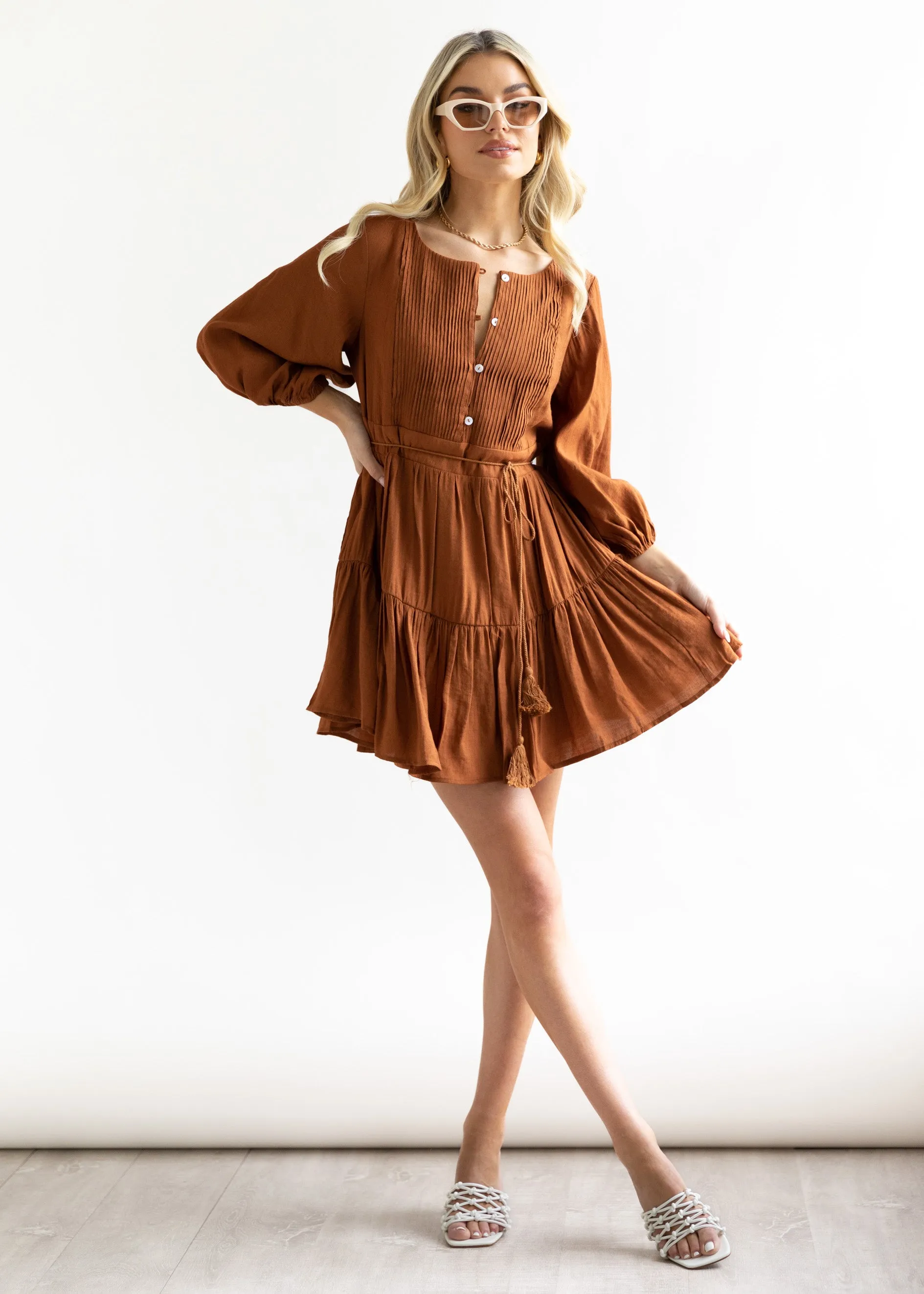Mattie Smock Dress - Rust