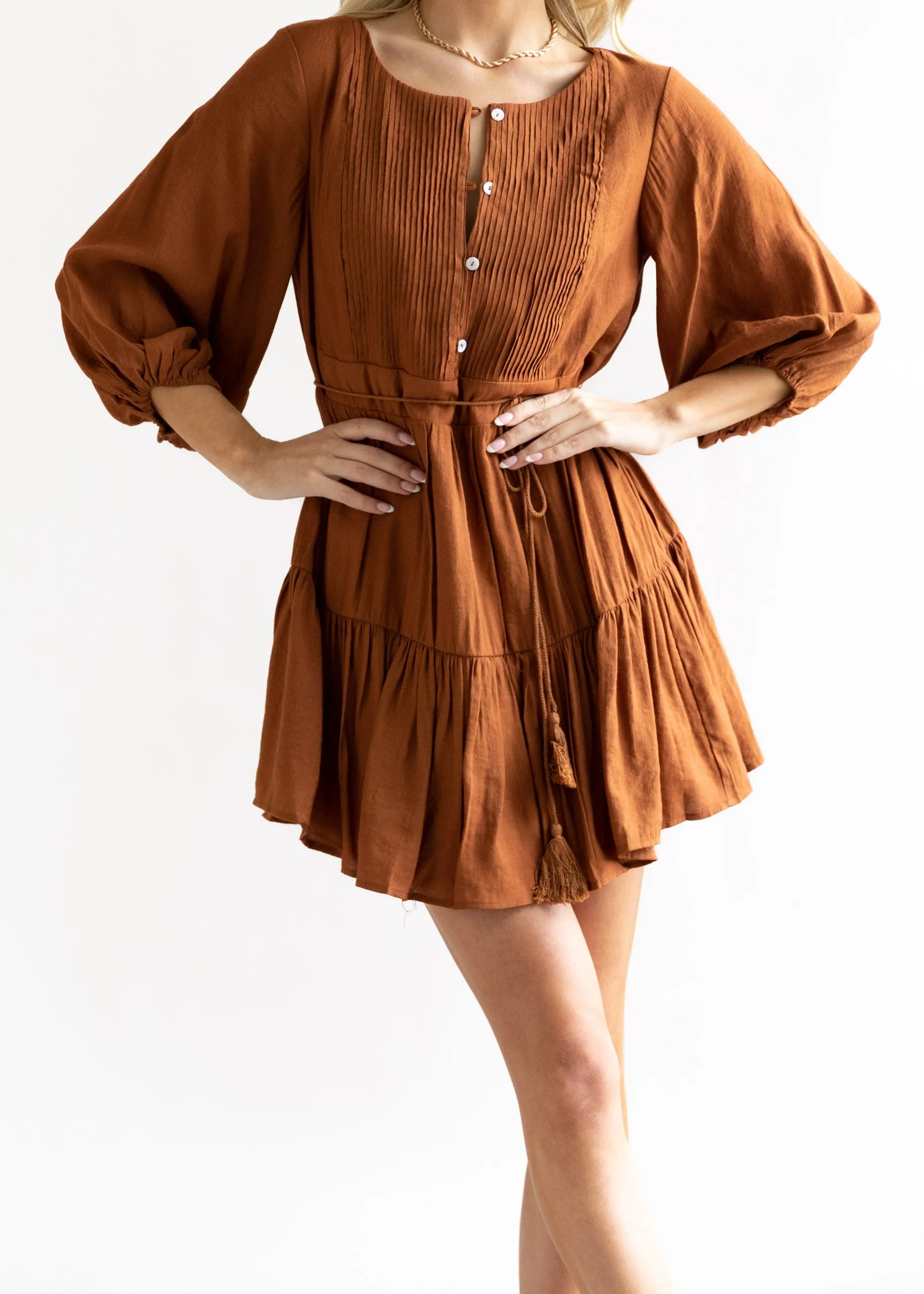 Mattie Smock Dress - Rust
