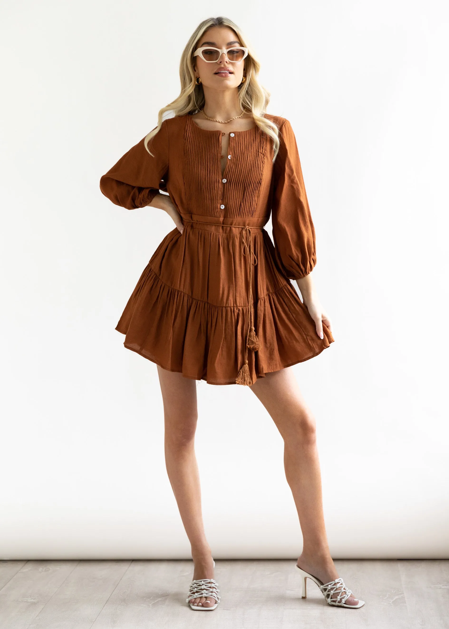 Mattie Smock Dress - Rust