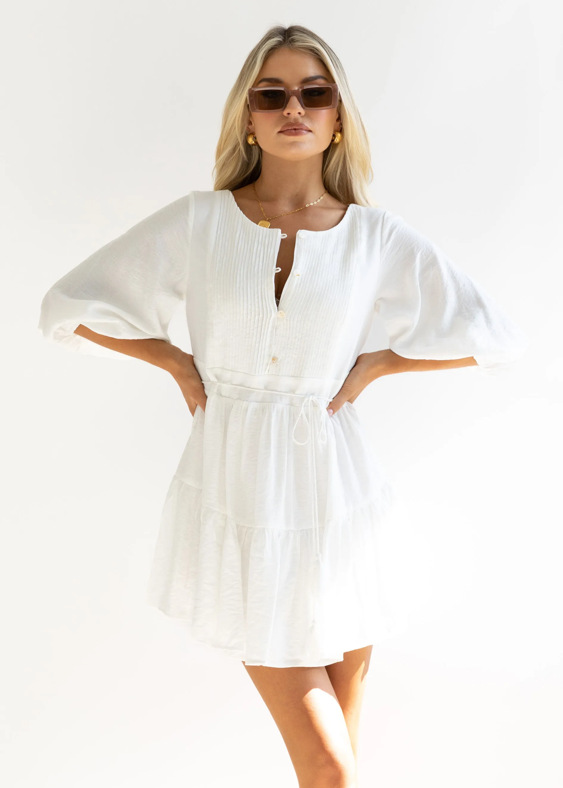 Mattie Smock Dress - White