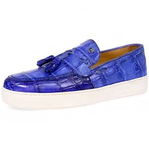 Mauri Chill 8800/1  Royal Blue Alligator/Calfskin Loafers