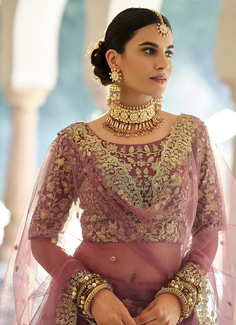 Mauve Designer Indian Wedding Lehenga Choli