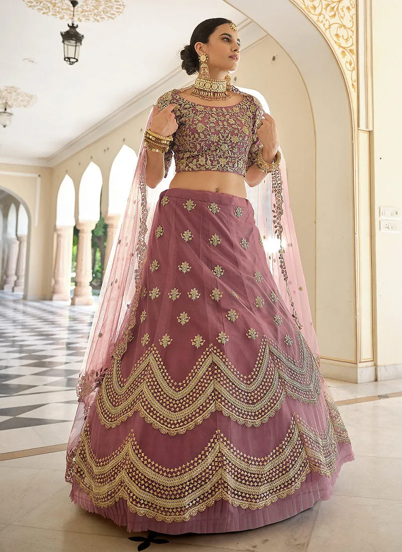 Mauve Designer Indian Wedding Lehenga Choli