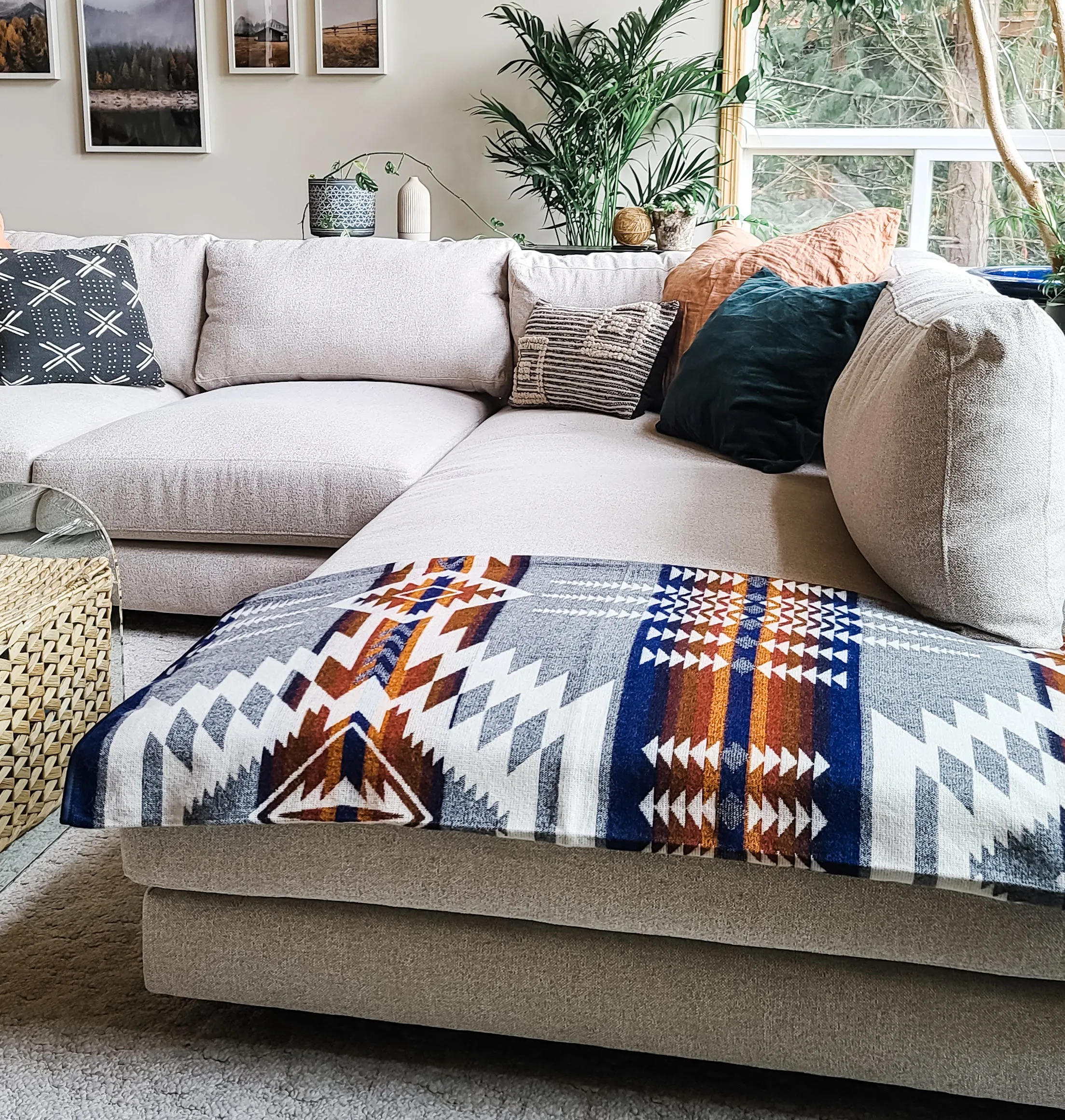 Mica Aztec Reversible Blanket  //  Grey/Rust/Navy