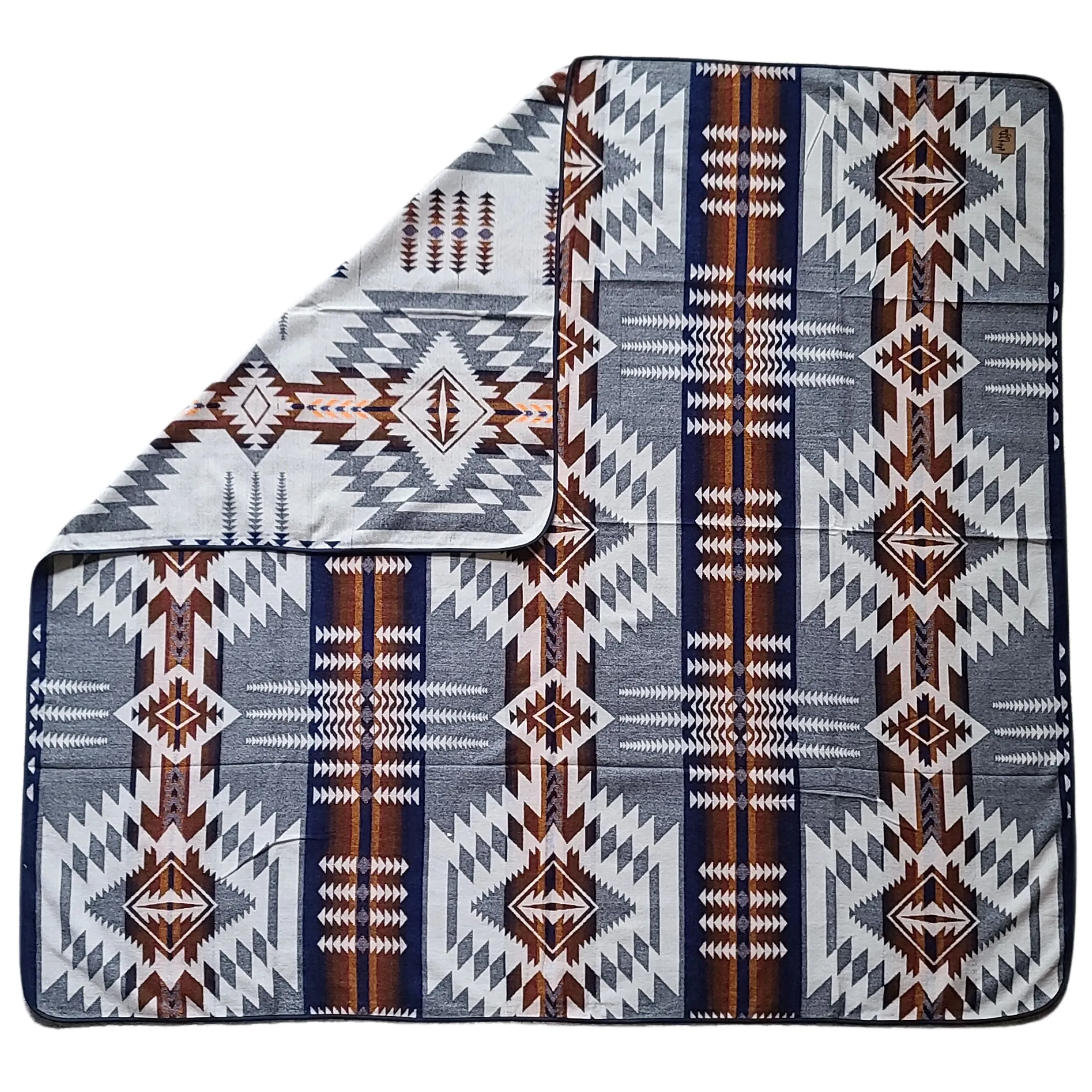 Mica Aztec Reversible Blanket  //  Grey/Rust/Navy