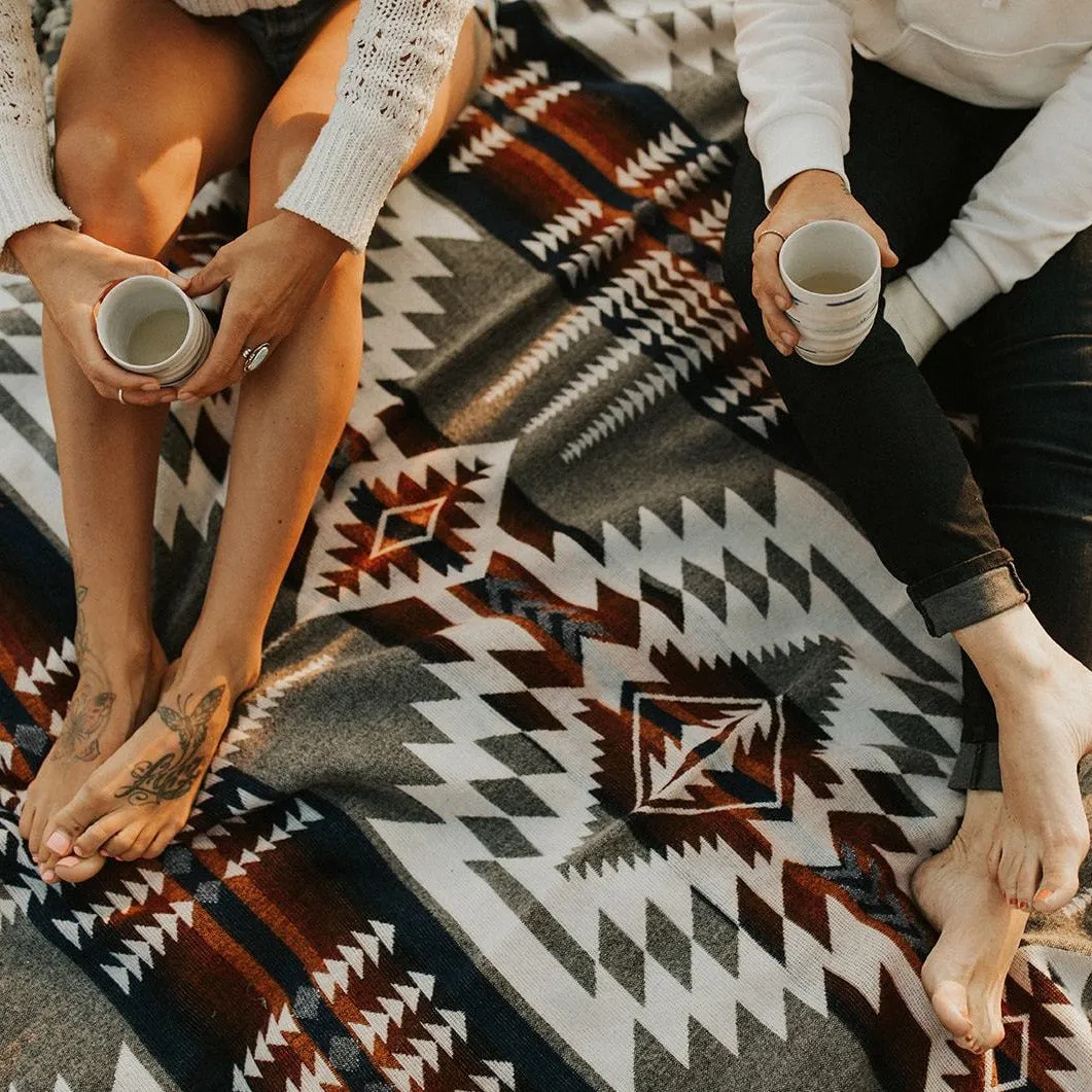 Mica Aztec Reversible Blanket  //  Grey/Rust/Navy