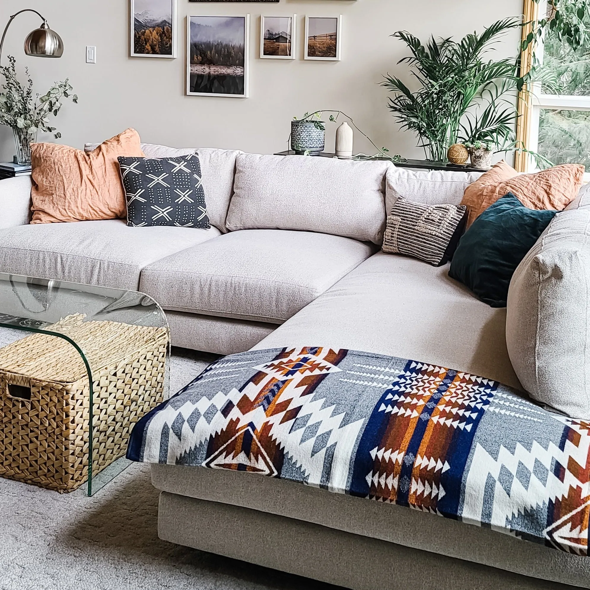 Mica Aztec Reversible Blanket  //  Grey/Rust/Navy