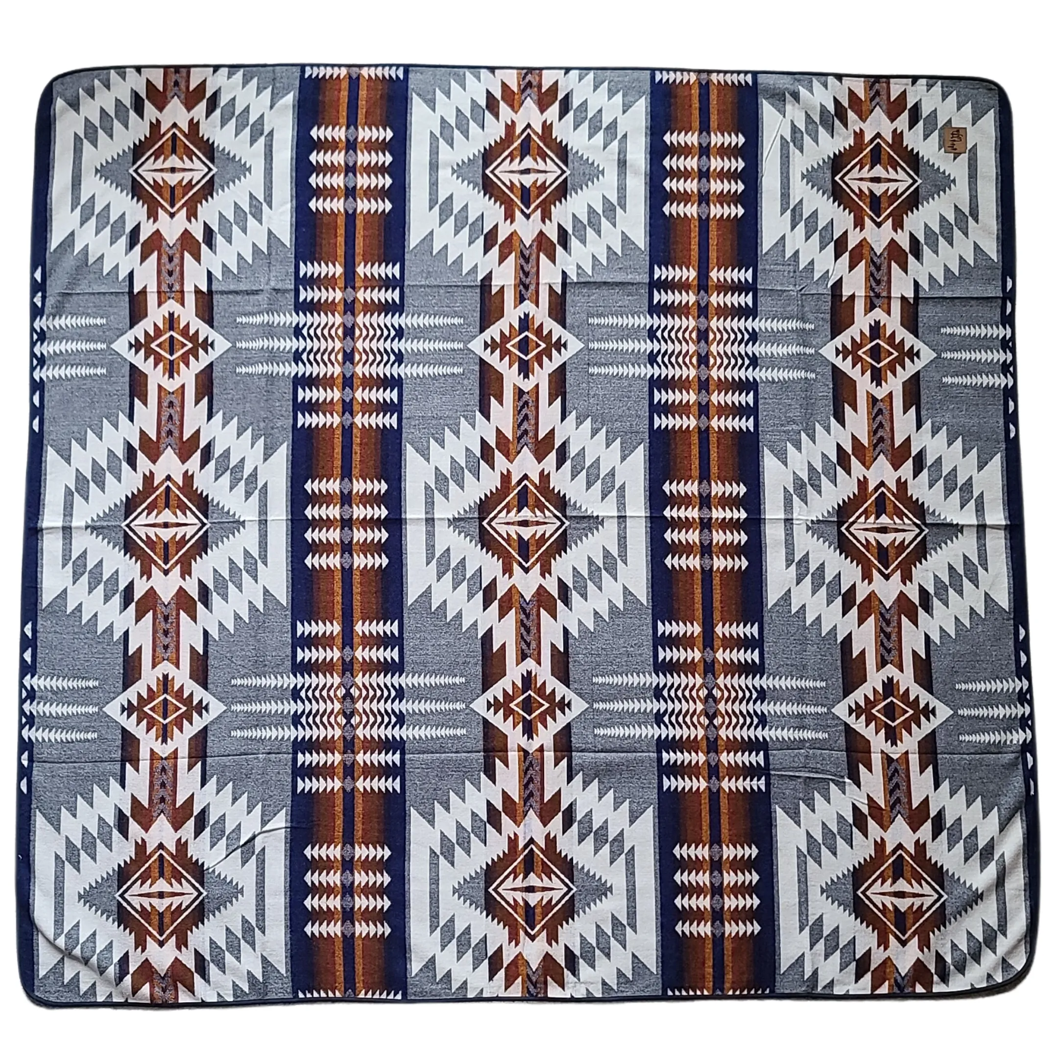 Mica Aztec Reversible Blanket  //  Grey/Rust/Navy
