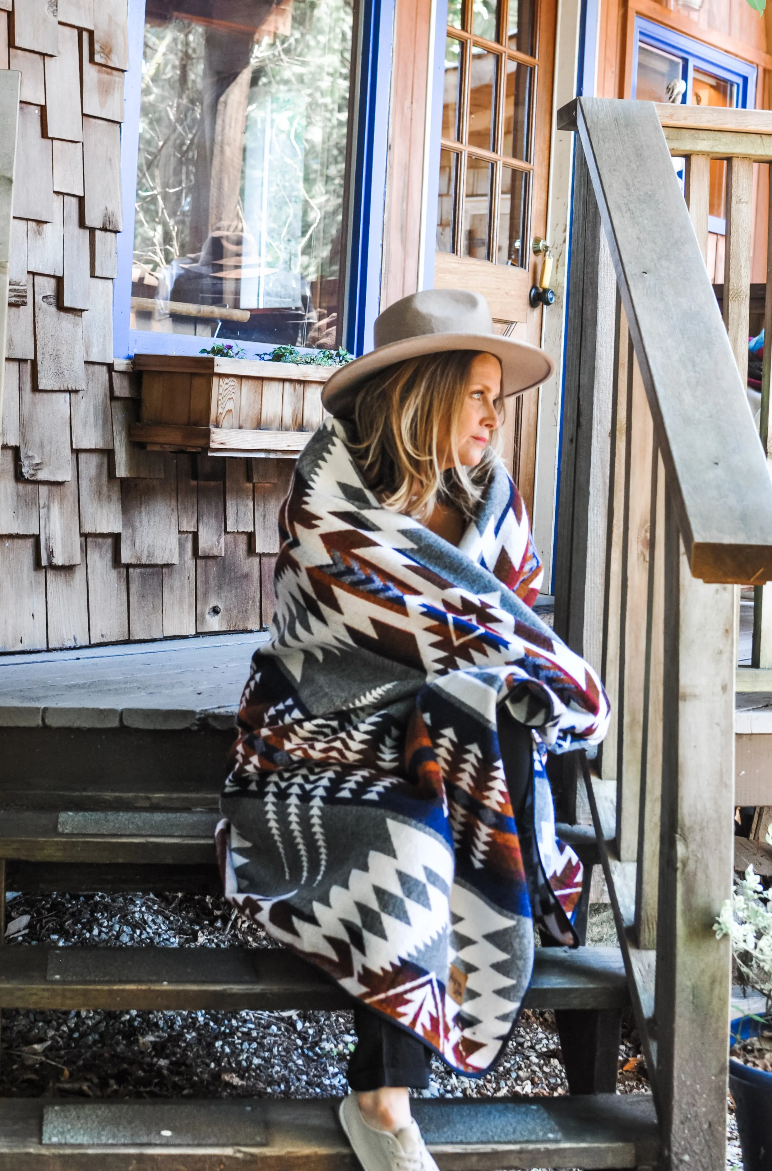 Mica Aztec Reversible Blanket  //  Grey/Rust/Navy