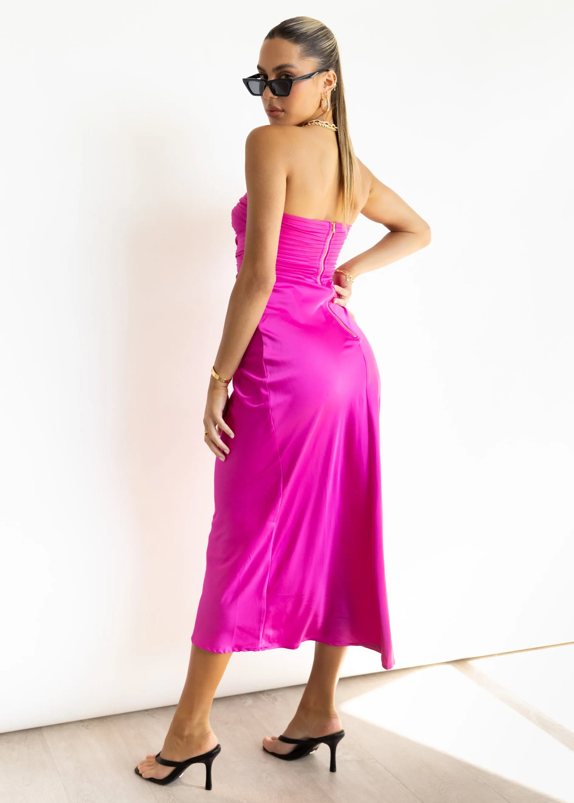 Mich Strapless Midi Dress - Orchid