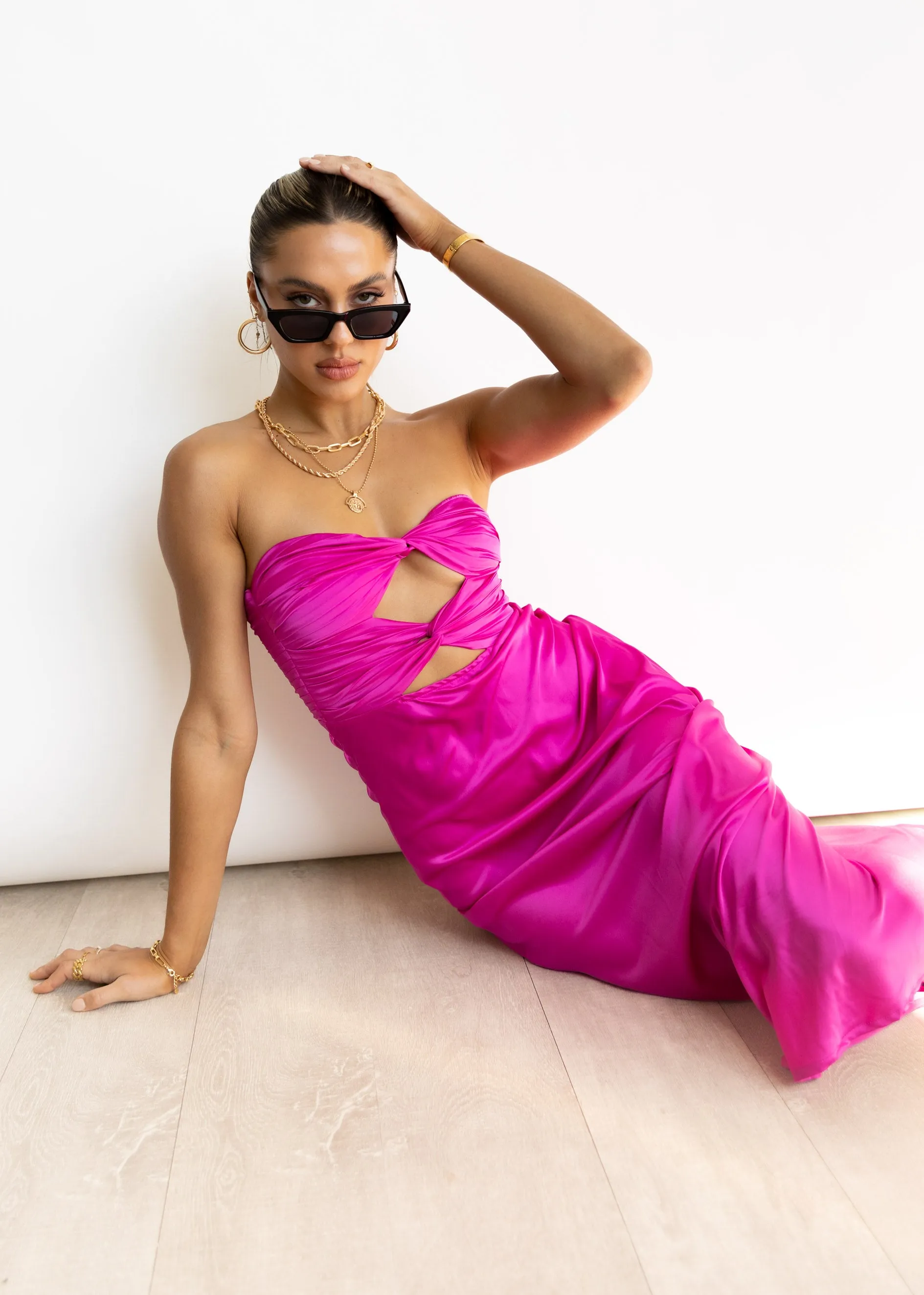 Mich Strapless Midi Dress - Orchid