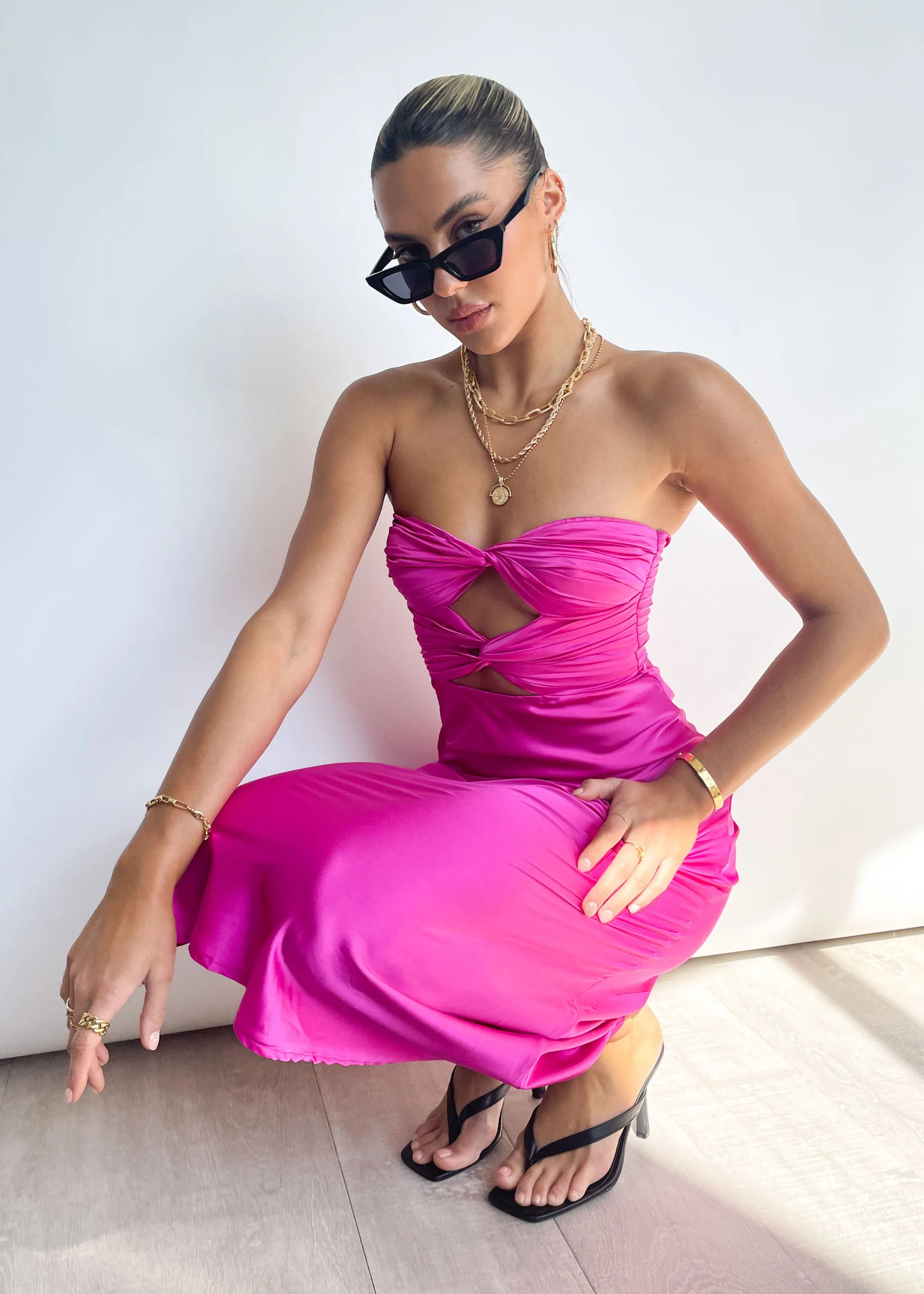 Mich Strapless Midi Dress - Orchid