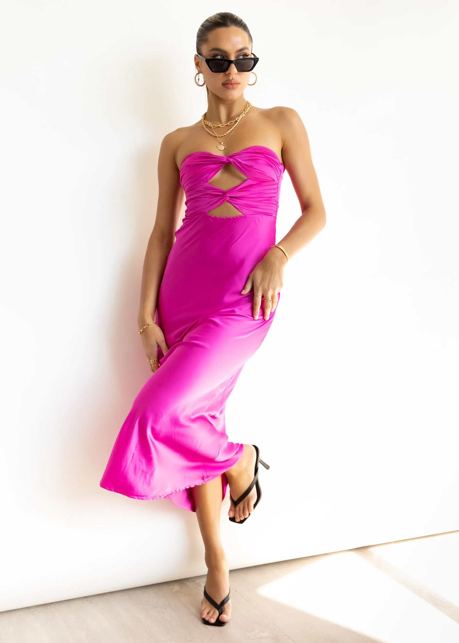 Mich Strapless Midi Dress - Orchid