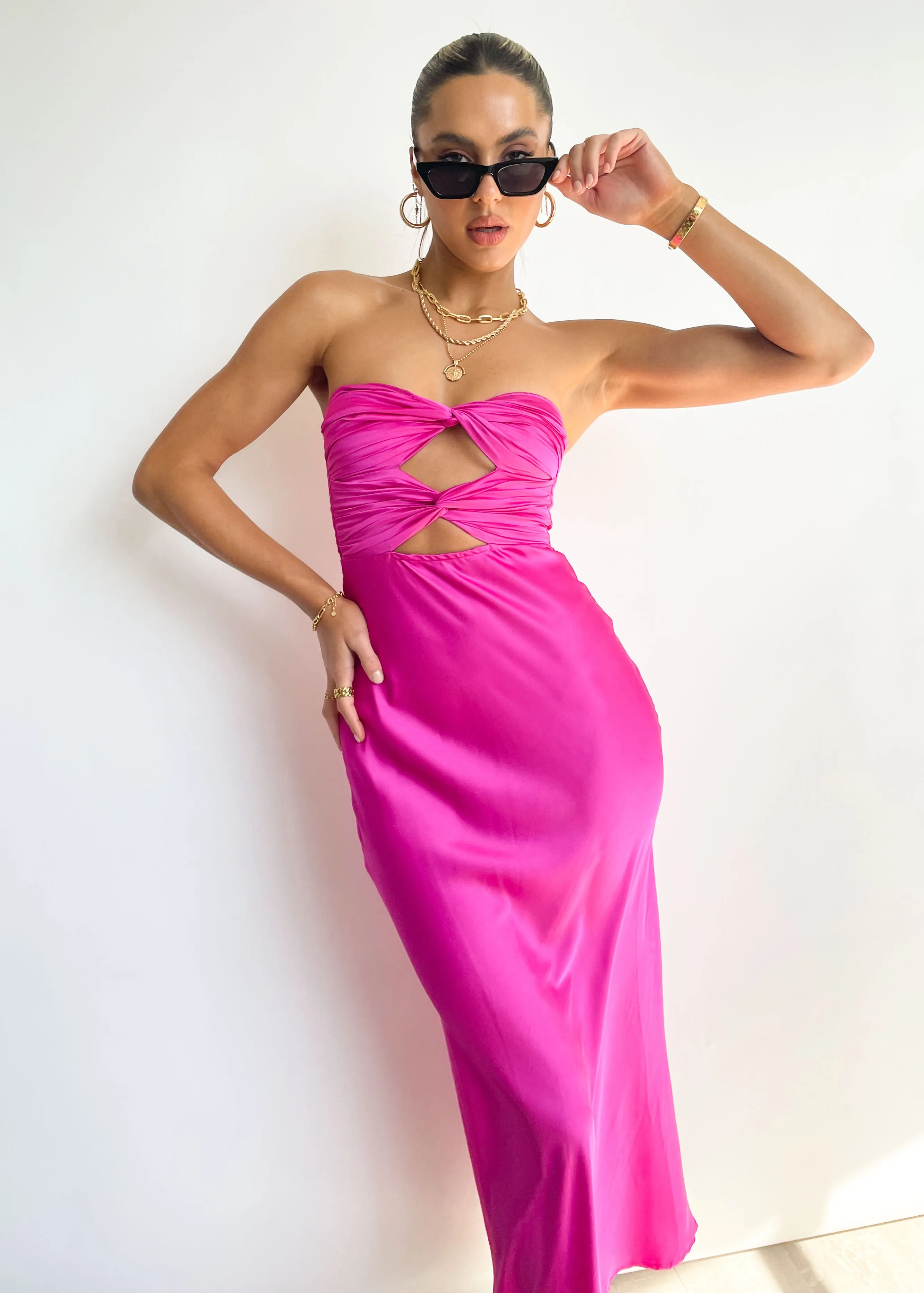 Mich Strapless Midi Dress - Orchid