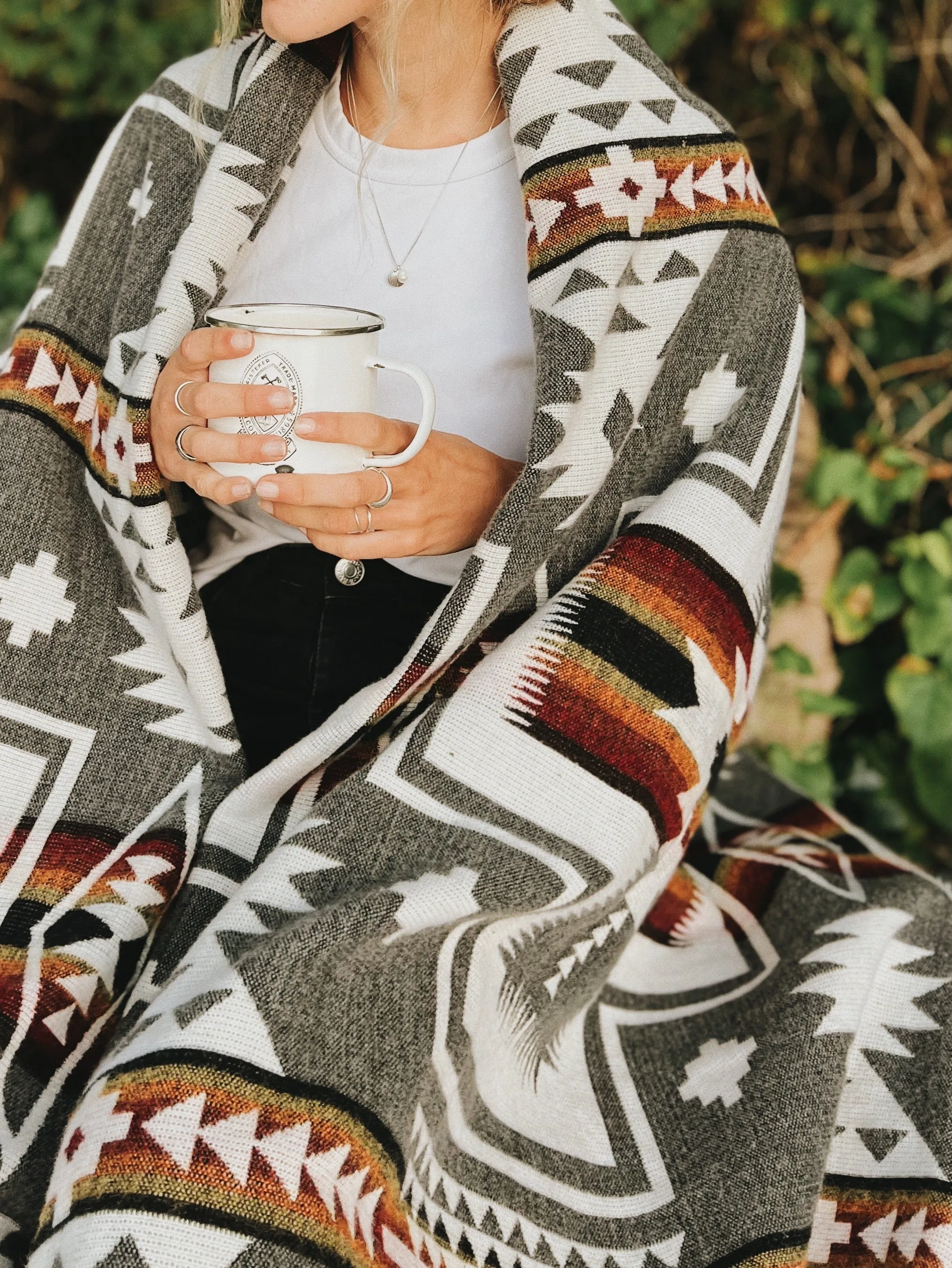 Mindo Reversible Blanket  //  Grey/Red/Black
