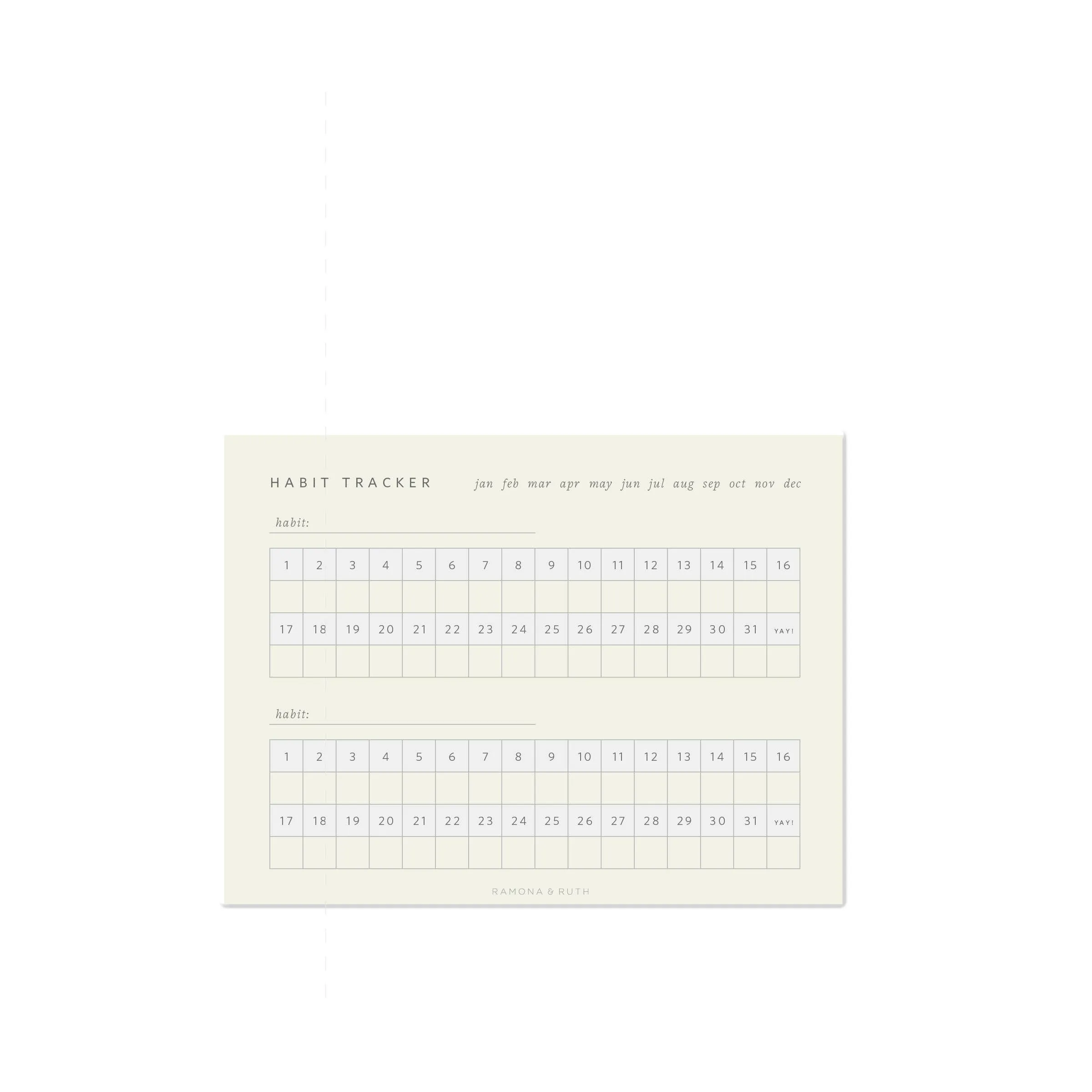 Monthly Habit Tracker Notepad