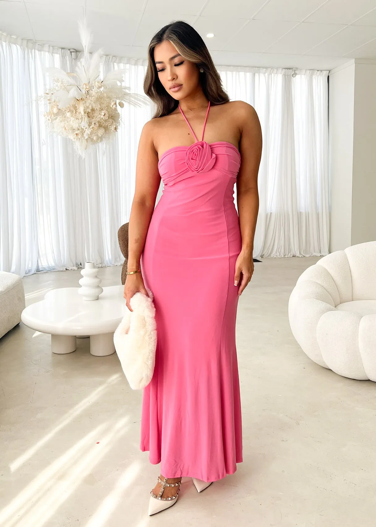 Morrell Halter Maxi Dress - Pink