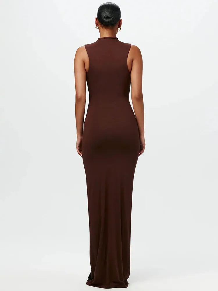 Mozision Half High Collar Irregular Tank Dress