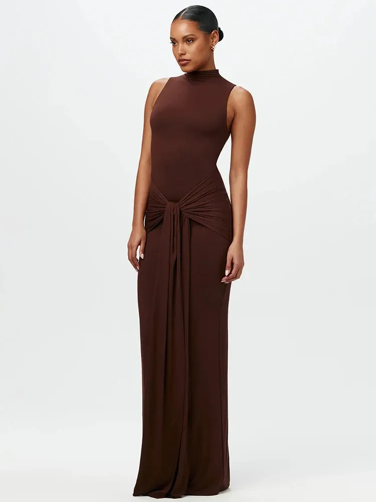 Mozision Half High Collar Irregular Tank Dress
