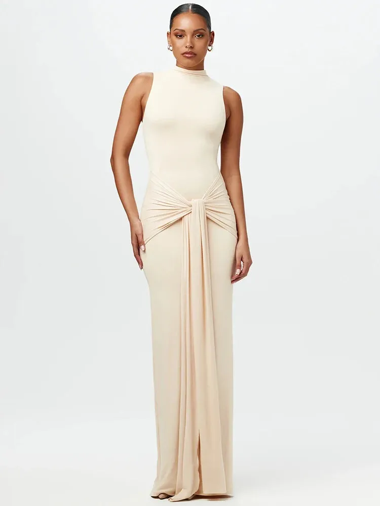 Mozision Half High Collar Irregular Tank Dress