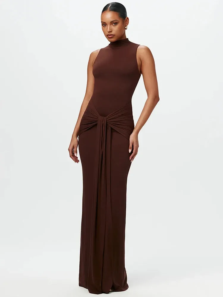 Mozision Half High Collar Irregular Tank Dress