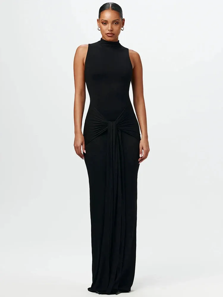 Mozision Half High Collar Irregular Tank Dress