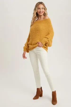 Mustard Off The Shoulder Sweater