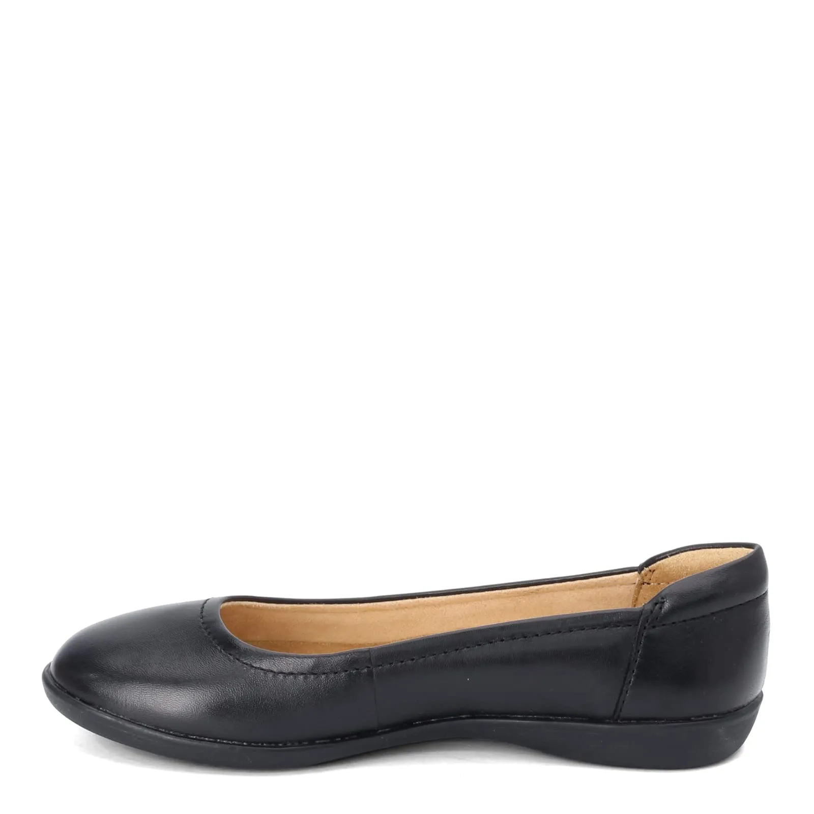 Naturalizer Womens Flexy Comfortable Slip On Round Toe Ballet Flats ,Black Leather,8 M US