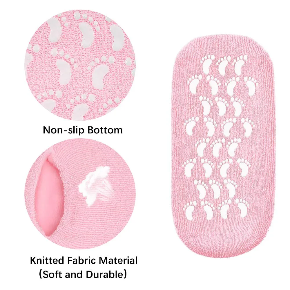 New PINK REUSABLE BLISSFUL MOISTURIZING GEL SOCKS! SELF ACTIVATING GEL! THESE WORK WELL TO REMOVE CRACKS FROM YOUR HEELS & SOFTEN YOUR FEET!