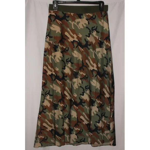 NWT Outerknown Regan Slip Camouflage Printed Midi Skit Size S