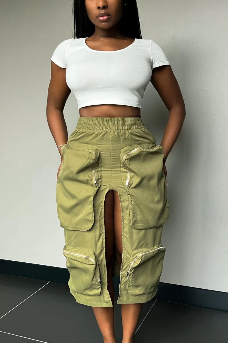 OLIVE VACATION CARGO | SKIRT