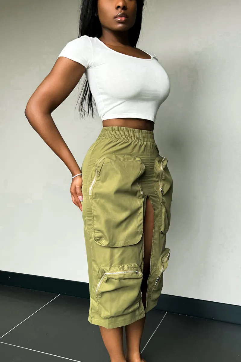 OLIVE VACATION CARGO | SKIRT