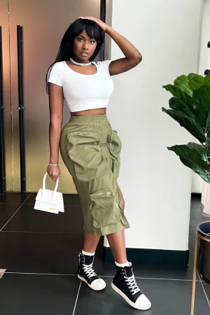 OLIVE VACATION CARGO | SKIRT