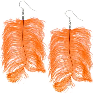 Orange Soft Shaft Feather Earrings