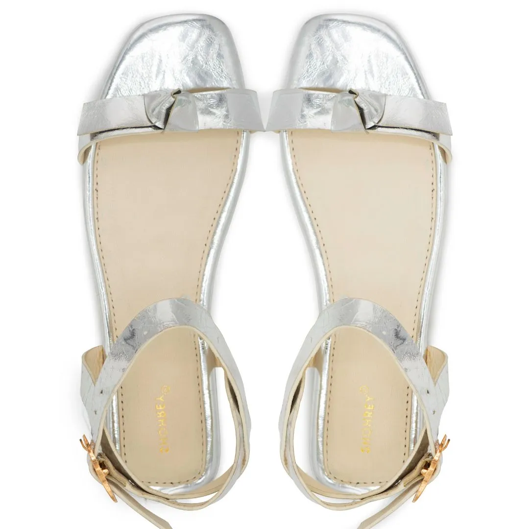 Phantom Bow - Silver - Leather Sandals