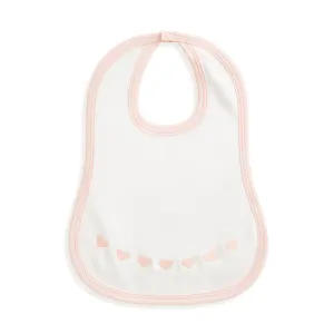 Pima & Terry Bib with Heart Embroidery -- Pink