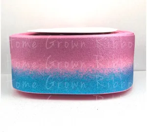 Pink and Blue Ombre Glitter Ribbon - 3 Inch