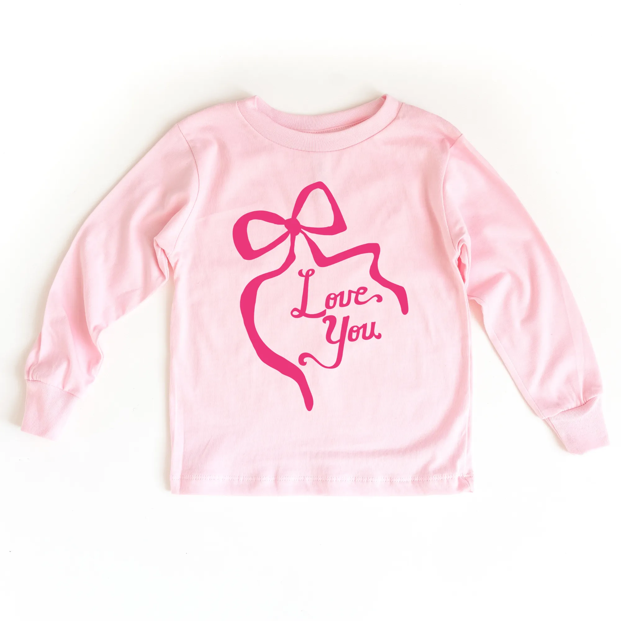 Pink Love You Coquette Bow Valentines Day Kids Shirt